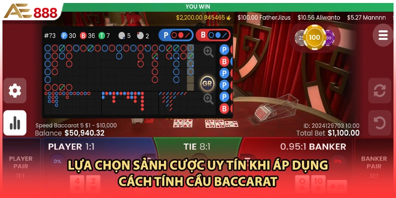 Lựa chọn sảnh cược uy tín khi áp dụng cách tính cầu baccarat 